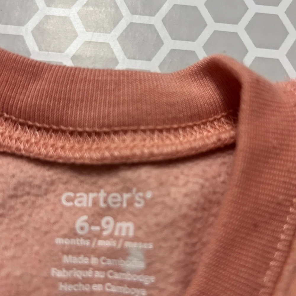 Carter’s Peach White Polka Dot Bunny Sleep Sack Closed Bottom  Size 6-9 M